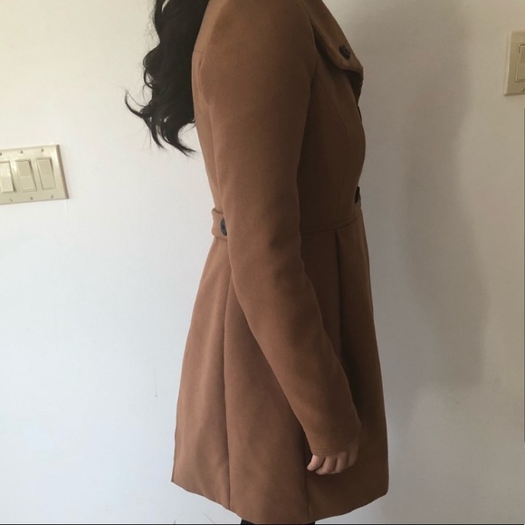 Zara Coat. Camel/brown coloured coat. - Picture 5 of 6